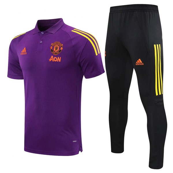 Polo Manchester United Conjunto Completo 2021-2022 Purpura Negro